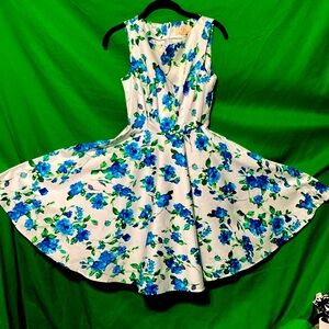 Grace Karin Women's Sleeveless White Dress Blue Floral  size small